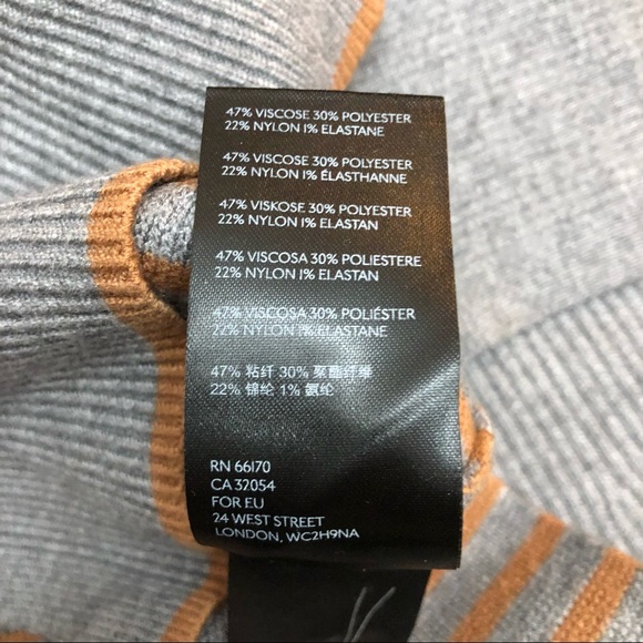 Anthropologie Gray Tan Stripe Off Shoulder Sweater - Picture 13 of 14